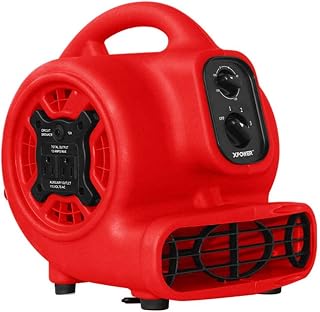 XPOWER P-230AT Mini Mighty 1/4 HP 925 CFM Centrifugal Air Mover, Carpet Dryer, Floor Fan, Blower, Stackable, Daisy Chain, for Water Damage Restoration, Janitorial, Plumbing, Home Use, Red