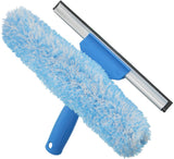 Professional 2-in-1 Squeegee & Scrubber - 10” Window Cleaning Tool by UNGER – 10-inch, Rubber, Sky Blue, Model 921063