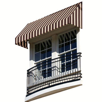 10.38 FT. NEW Yorker Fixed Awning 124.5 in. W X 31 in. H X 24 in. D Acrylic Fabric in Brown/TAN Stripe by Awntech – Model NK22-10BNKT