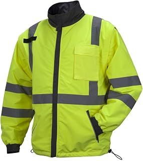 Pyramex RJR3410X2 Rjr34 Class 3 Hi-Vis Lime 4-in-1 Reversible Jacket, 2X-Large