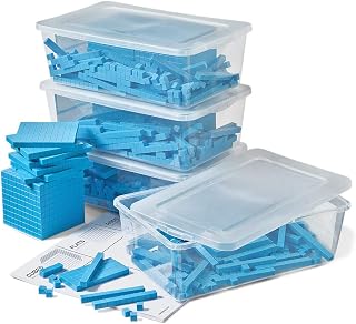 hand2mind Blue Plastic Base Ten Blocks Complete Set, Place Value Blocks, Counting Cubes for Kids Math, Base Ten Blocks Classroom Set, Math Blocks Kindergarten, Base 10 Math Manipulatives (Set of 644)