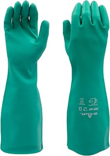 SHOWA 737 Nitrile Chemical Resistant Safety Glove, Unlined, Food Safe, 22 Mil Thick, 15" Length, Small (12 Pair)