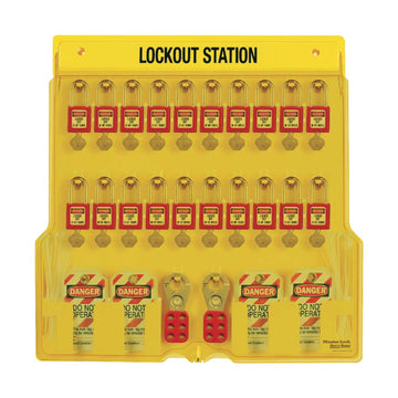 Lockout Tagout Padlock Station by Master Lock – Includes 20 Zenex Padlocks, Polycarbonate, Yellow, Model 1484BP410