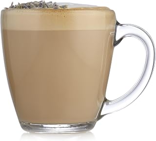 Libbey Tapered Glass Mug Set of 8, 15.5 Oz Thick, Clear Glass Coffee Cups w/ C-Shaped Handle, Dishwasher Safe Coffee Mugs Set for Tea, Cider and More