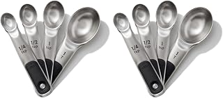 OXO Good Grips 4 Piece Stainless Steel Measuring Spoons with Magnetic Snaps, (Pack of 2)