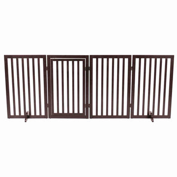 4-Panel Pet Gate by TRIXIE – Max Width 81", MDF, Brown, Model 39365