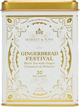Harney & Sons Gingerbread Festival Black Tea, 20 Sachets in Tin | Black tea with ginger, cinnamon, molasses, vanilla and clove flavors. Contains caffeine.