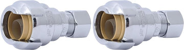 SharkBite 1/2 Inch (3/8 Inch OD) Barb Compression Adapter, Push To Connect Brass Plumbing Fitting, PEX Pipe, Copper, CPVC, PE-RT, HDPE, U637LFA (Pack of 2)