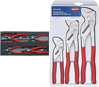 KNIPEX Tools - 6 Piece Circlip Pliers Set In Foam Tray (002001V02) & Tools 00 20 06 US2, Pliers Wrench 3-Piece Set