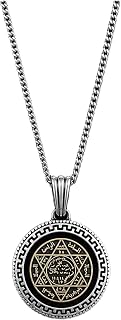 925 Sterling Silver King Solomon's Seal Men's Necklace | Pendant Length 1.6 inches | Modern & Classic Style | Everyday Wear