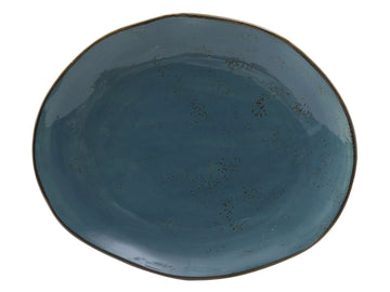 Artisan Geode Azure Platter 13-1/4" by Tuxton – 13-1/4-Inch x 11-Inch, Ceramic, Geode Azure, Pack of 12, Model GGE-023