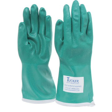 Tucker Safety Utility Gloves Green Nitrile Large - 14"L by TUCKER SAFETY PRODUCTS INC – Large, Nitrile, Green, Pack of 2, Model 92144GR-LARGE