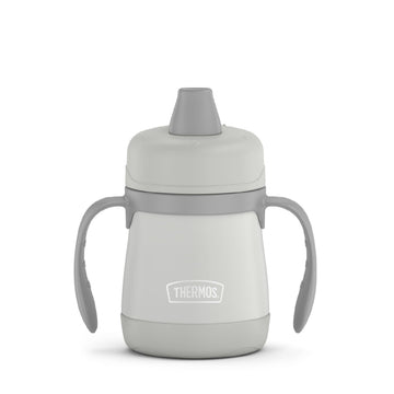 Kids Stainless Steel Sippy Cup with Handles by THERMOS – 7 Ounces, 7.0 fluid_ounces, Stainless Steel, Pastel Gray, Model BS5000GR3