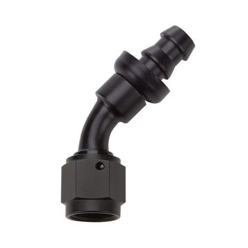 Pushlock Hose End Black 45 Deg Elbow by Allstar Performance – 1/4 inch, Aluminum, Black, Model ALL49431