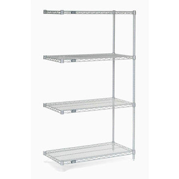 5 Tier Silver Epoxy Wire Shelving Add-On Unit by Nexel – Silver, Silver Epoxy, Model A21367EP5