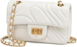 Quilted Crossbody Bag for Women, Lambskin Leather with Gold Chain