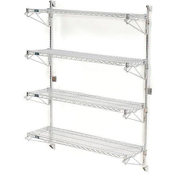 Poly-Green Wall Mount Wire Shelving by Nexel – 48" W x 14" D x 63" H, Alloy Steel, Green