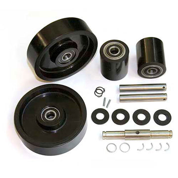 GPS Complete Wheel Kit for Manual Pallet Jack - Fits Clark by GPS - Generic Parts Service – 10"L x 10"W x 5"H, Polyurethane, Black, Model GWK-CJ55-CK