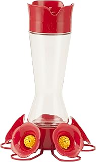 Perky-Pet Favored Pinch-Waist Glass Hummingbird Feeder, 16 oz Capacity | Built-in Ant Moat & Bee Guard for Prevention Against Bees, Wasps, Ants, 5 Feeding Ports with Perches, Garden Décor