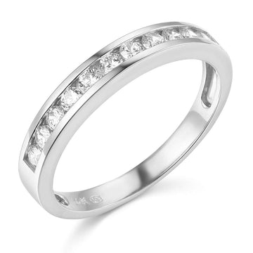14k White Gold SOLID Channel Set Wedding Band - Size 8. by TWJC Wedding Collection – 14k White Gold,Gold, White, Model RG68W