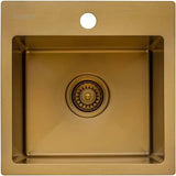 Ruvati 15 inch Polished Brass Matte Gold Stainless Steel Drop-in Topmount Bar Prep Sink Single Bowl - RVH8115GG