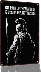 Warrior Spartan Discipline Quote Aluminum Wall Sign, 8 x 12 Inch