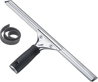 UNGER Professional 12” Stainless Steel Window & Glass Cleaning Squeegee with Replacement Rubber - Cleaning Supplies, Heavy Duty Squeegee for Window Cleaning, Streak Free Results