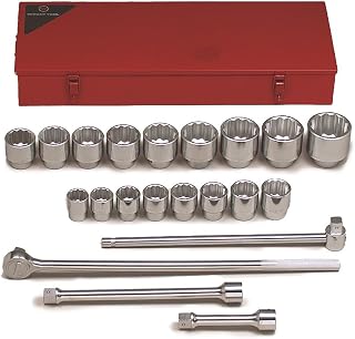 Wright Tool 1" Dr., 21 Pc. 12 Pt. Std. Socket Set, 1-7/16" - 3-1/8"