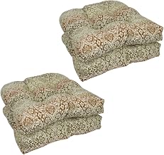 Blazing Needles 93184-4CH-PO-008 19 in. U-Shaped Premium Outdoor Tufted Dining Chair Cushions Festive Spice - Set of 4