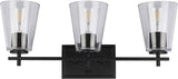 Dainolite Wenda 3 Light Vanity - Matte Black - Clear