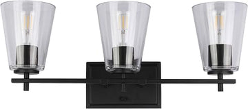 Dainolite Wenda 3 Light Vanity - Matte Black - Clear