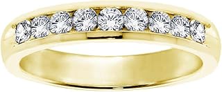 0.75 CT Channel Set Anniversary Round Diamond Wedding Band in 14k Yellow Gold