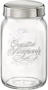 Bormioli Rocco Quattro Stagioni i Genietti Glass Storage Jar with Stainless Steel Lid, 33.75 oz., Set of 12