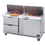 60" Refrigerated Mega Top Sandwich Prep Table by Beverage Air – Stainless Steel, Model SPED60-24M-2