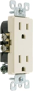Leviton 15 Amp, 125 Volt, Decora Duplex Receptacle, Residential Grade, Grounding, 5325-T, Light Almond