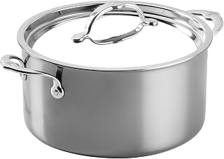 Hestan NanoBond 6-Quart Stainless Steel Stock Pot with Lid, Induction Ready, Dishwasher Safe Cookware