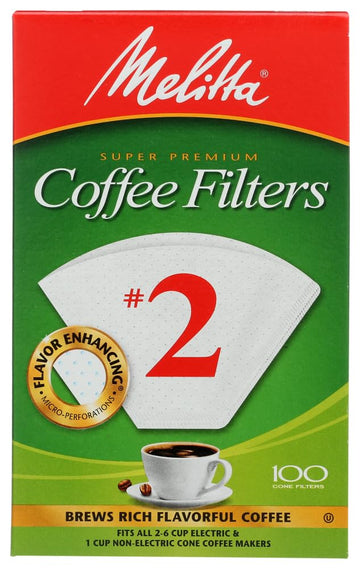6 cups White Cone Coffee Filter 100 pk (pack of 2) by Melitta – 1 Box, White, Pack of 2, Model 622712