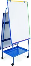 MasterVision Double Sided Height Adjustable Magnetic Dry Erase White Board Easel Creation Station, 40" x 30", Colored Aluminum Frame