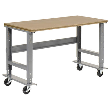 Mobile Adjustable Height Workbench C-Channel Leg by Global Industrial – 36"L x 60"W x 4.5"H, Steel, Gray, Model 183163A