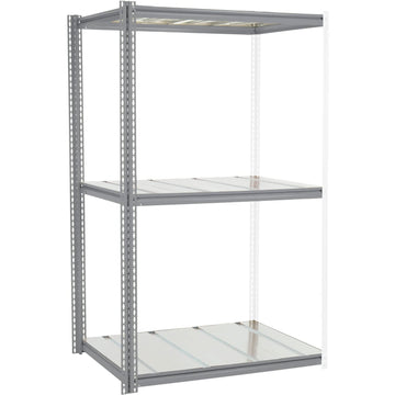 High Cap. Add-On Rack 48Wx48Dx84H 3 Levels Steel Deck 1500lb Per Level Gry by Global Industrial – 48 inches (L) x 48 inches (W) x 84 inches (H), Alloy Steel, Grey, Model 581012GY