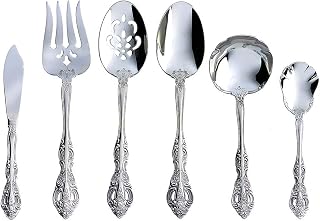 Oneida Michelangelo 6-Piece Silverware Serving Set, Flatware | silver, dishwasher safe | heavy duty, cutlery set for kitchen and dining, serving utensil set, wedding silverware
