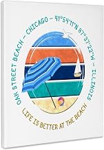 3dRose American beaches - Oak Street Beach, Chicago, Illinois travel gift Museum Grade Canvas Wrap 11x14