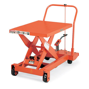 Mobile Manual Scissors Lift Tables - 1000-Lb. Capacity - 24"Wx36"D Platform - Orange by PRESTO – Orange, Model XP24-10