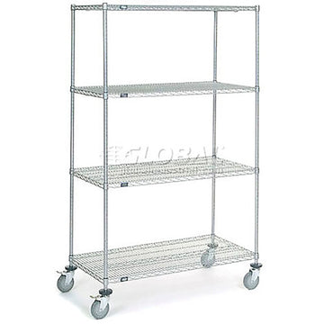 Chrome Wire Shelf Truck by Nexel – 48"L x 24"W x 80"H, 12-Gauge Steel, Chrome, Model C24487PCB4