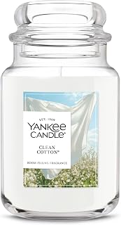 Yankee Candle Clean Cotton Scented Candle, 22oz Large Jar with up to 150 Hour Burn Time, Giftable, Birthdays