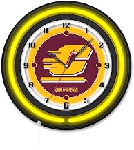 Holland Bar Stool Clk19BKCenMic NCAA 19 in. Dia. Central Michigan University Double Neon Wall Clock Black