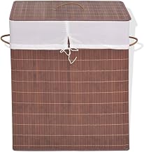 vidaXL Bamboo Laundry Bin Rectangular Brown