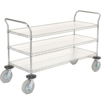 Chrome Wire Shelf Instrument Cart by Nexel – 49"L x 24"W x 44"H, 12-Gauge Steel, Chrome, Model 188788