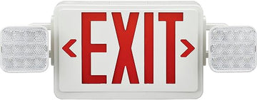Global Industrial Combo LED Emergency Exit Sign, Red Letters w/Battery Backup, Ceiling & Wall Mount