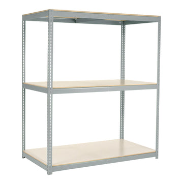 Wide Span Rack with 3 Shelves Laminated Deck by Global Industrial – 48"L x 72"W x 96"H, Alloy Steel, Grey, Model 504651GY